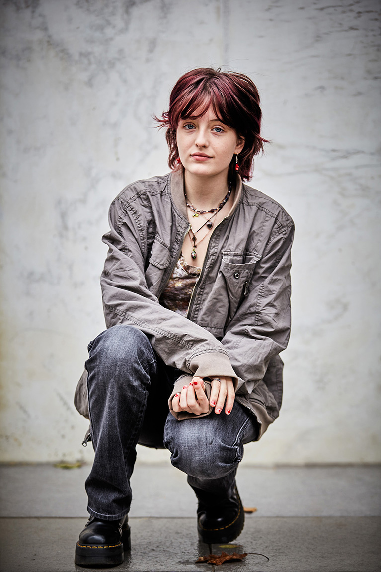 Outdoor, natural light portrait of teenager