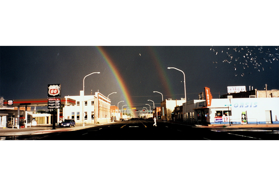 Double rainbow on Route 66, in Clayton, NM, 2000