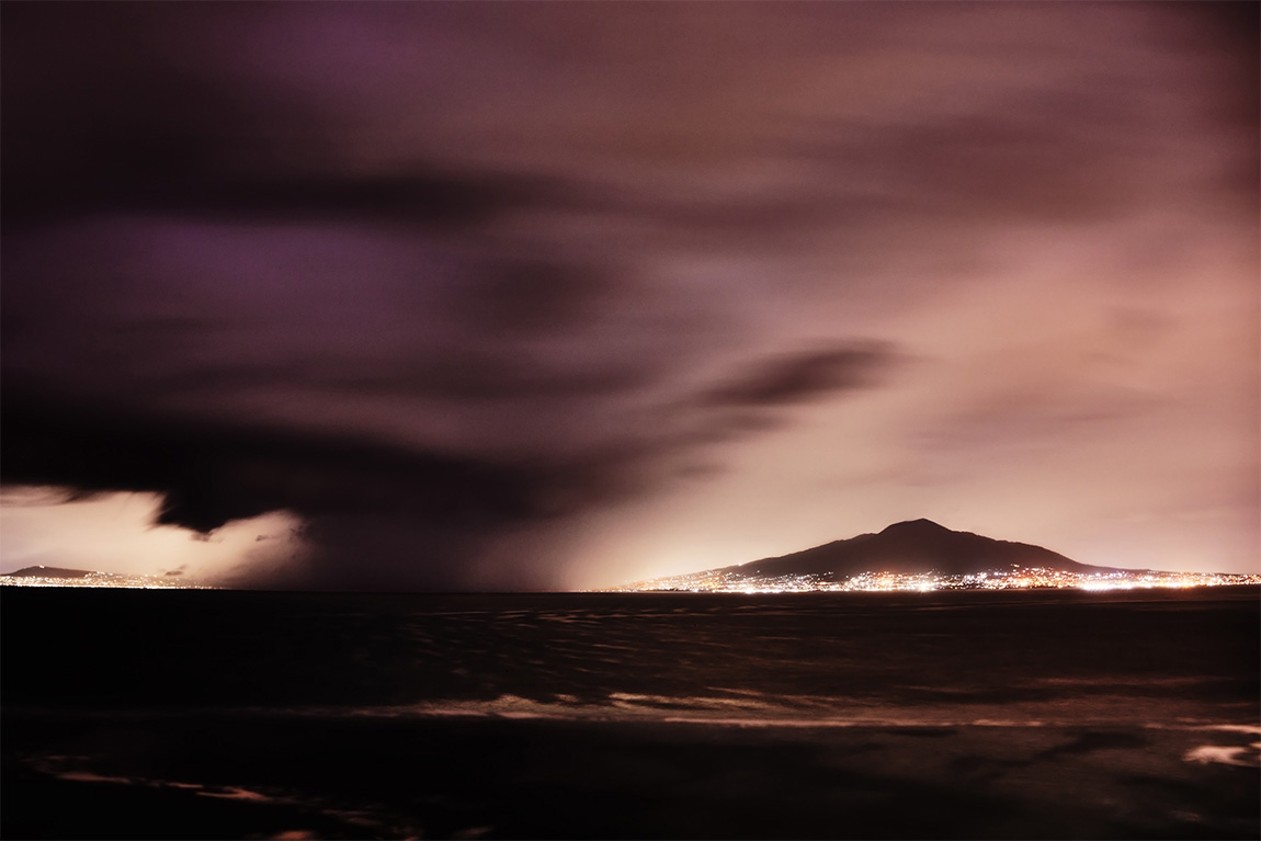 Mt. Vesuvius, Naples, and Pompeii with storm approaching