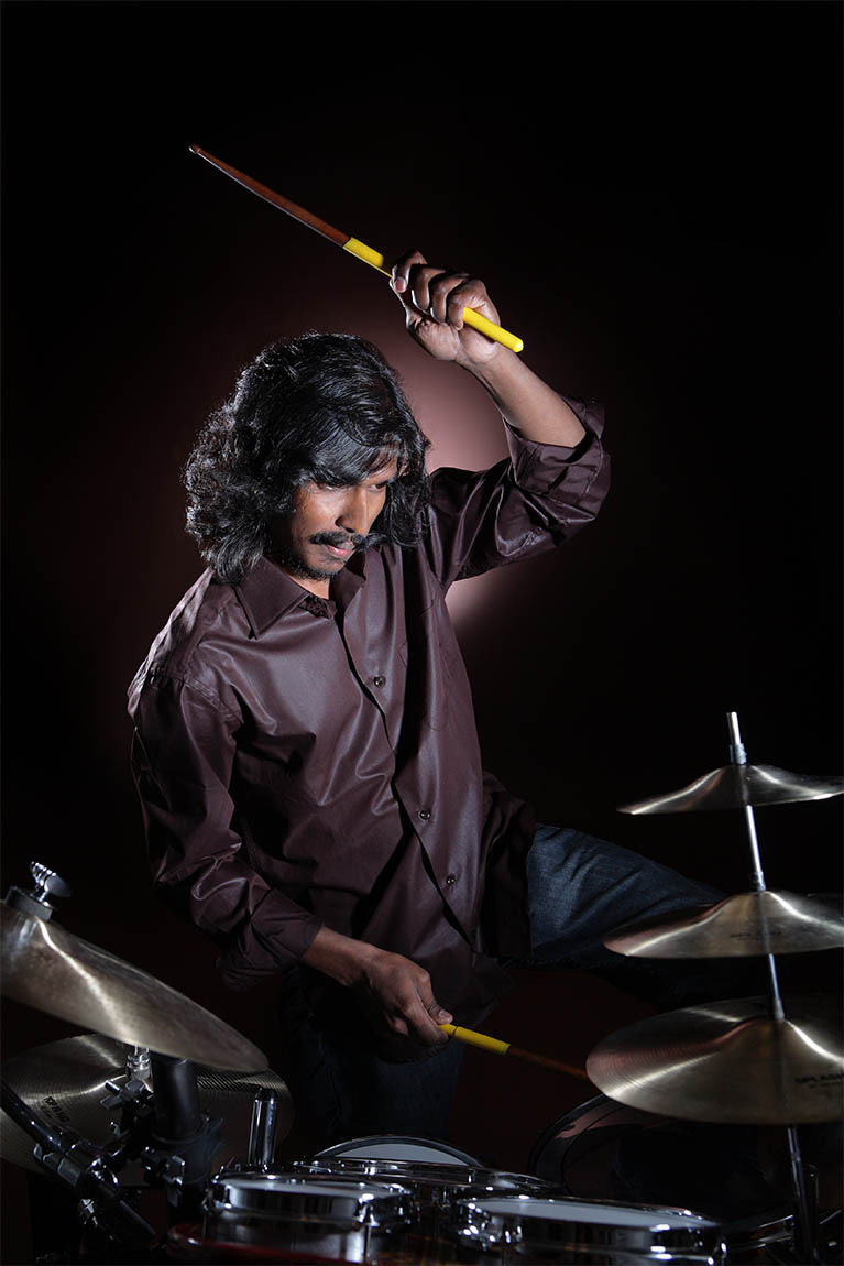 Drummer Balaram Hariyogam publicity portrait